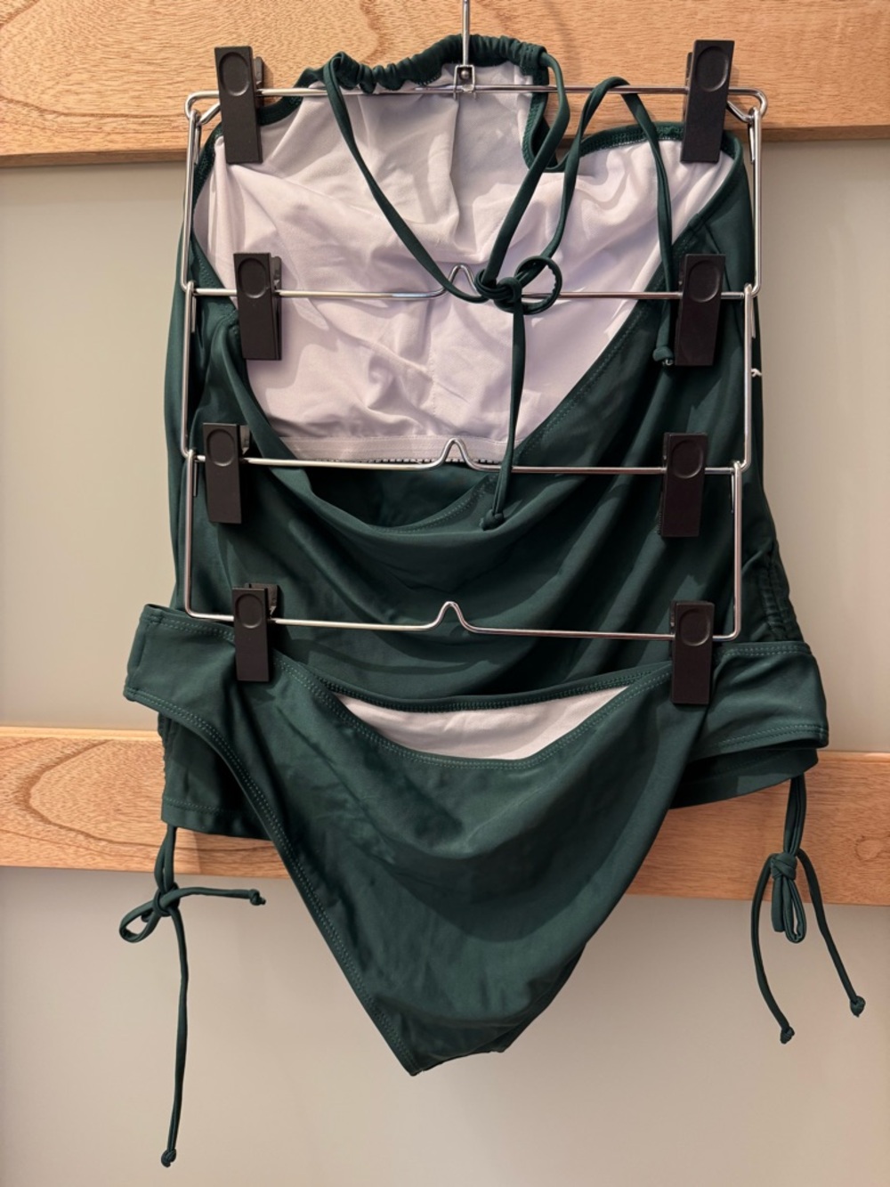 Dark Green Halter Tankini Swimsuit Set - Picture 3 of 3
